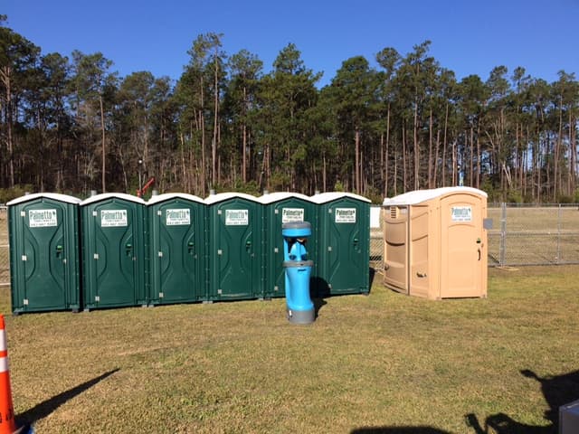 Palmetto Portables - exterior view of luxury portable restroom trailer in Fort Mill, South Carolina