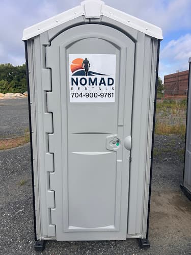 Nomad Rentals of Charlotte - exterior view of luxury portable restroom trailer in Charlotte, North Carolina