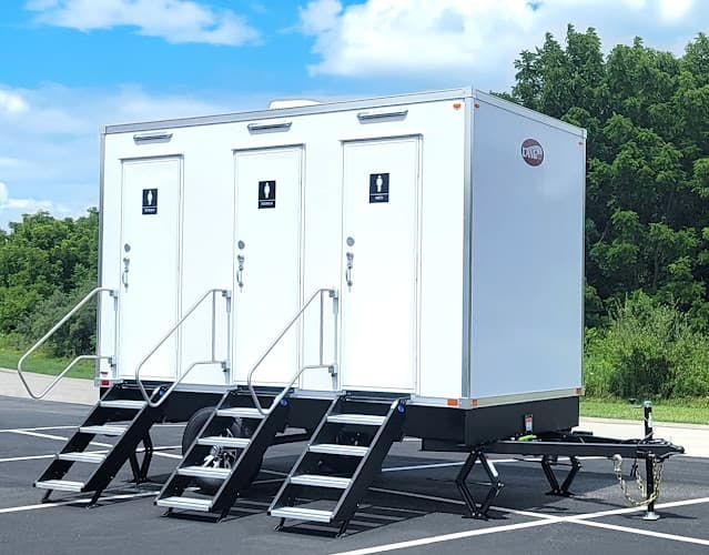 Palmetto State Restrooms - exterior view of luxury portable restroom trailer in Rock Hill, South Carolina