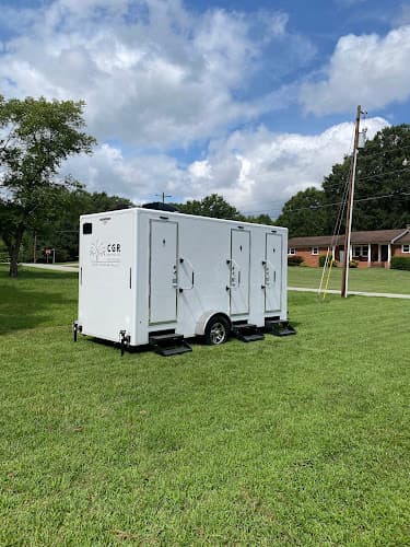 CGR Rentals, LLC - exterior view of luxury portable restroom trailer in Concord, North Carolina