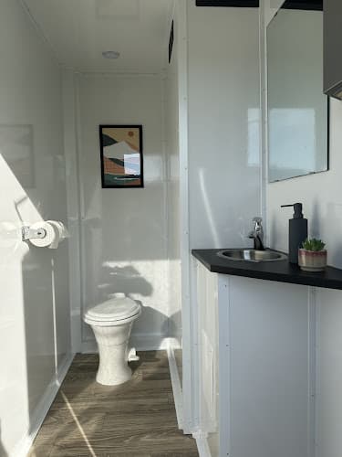 Restrooms On The Go - exterior view of luxury portable restroom trailer in Concord, North Carolina