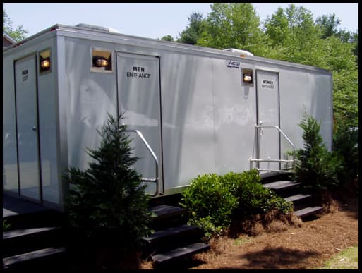 Bragg Waste Services Inc - exterior view of luxury portable restroom trailer in Gastonia, North Carolina